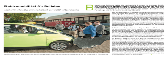 Hochschule Bochum: „Elektromobilität für Bolivien” (BONEWS | Mai 2016)