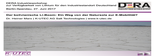 Dr. Heiner Marx (K-UTEC AG Salt Technologies): „Der bolivianische Li-Boom” (DERA Industrieworkshop | Juni 2017)
